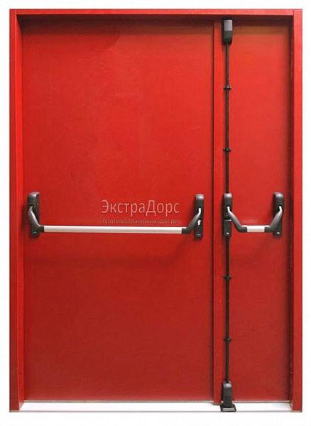 Противопожарная дверь EI 60 дымогазонепроницаемая красная с антипаникой в Жуковском  купить