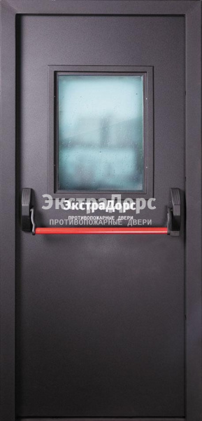 Противопожарная дверь черная с остеклением 25